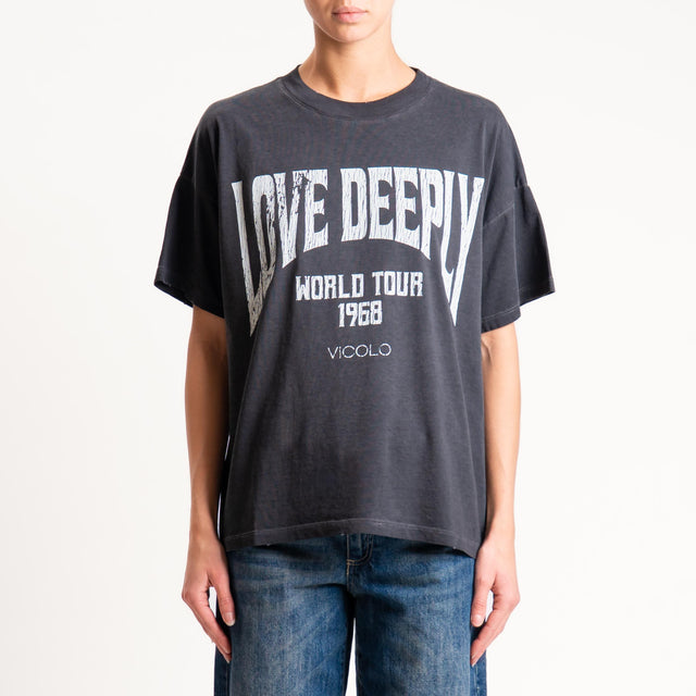 Vicolo-T-shirt "LOVE DEEPLY" - piombo