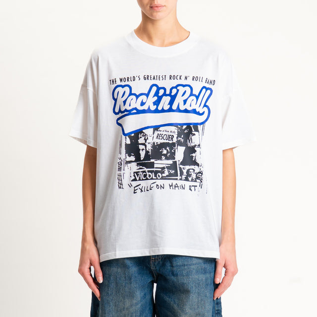 Vicolo- T-shirt "rock & roll" - bianco