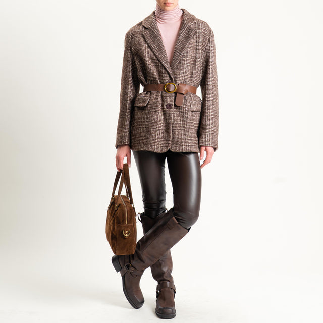 Vicolo-Giacca misto lana con cintura - moro/latte