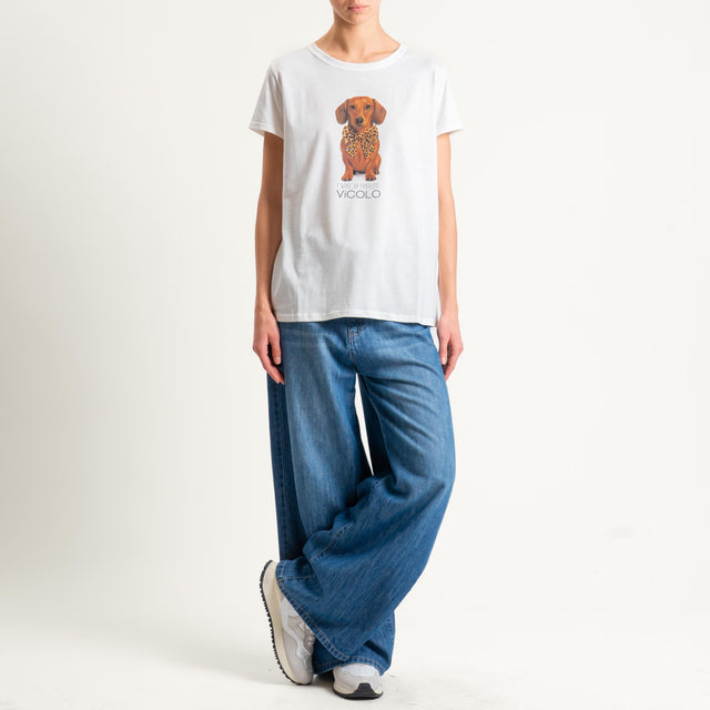 Vicolo-T-shirt stampa DOG con applicazioni - Bianco