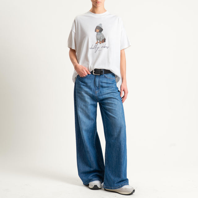 Vicolo-T-shirt stampa DOG "CHILLY VIBES" - Bianco