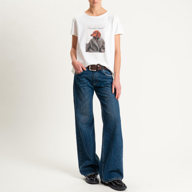 Vicolo-T-shirt stampa DOG"TIMELESS MOOD" - Bianco