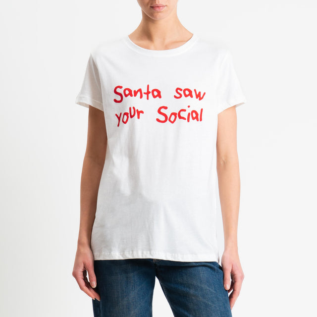 Vicolo-T-shirt "SANTA SAW YOUR SOCIAL" - bianco/rosso