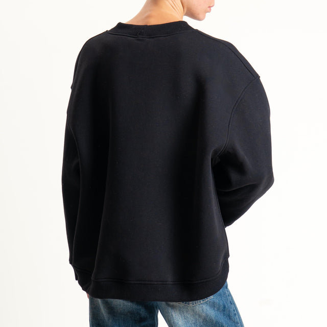 Vicolo-Felpa stampa orsetto "COZY HEARTS..." - Nero