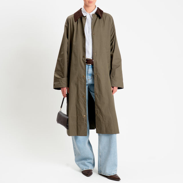 Vicolo-Trench waterproof colletto in velluto - militare