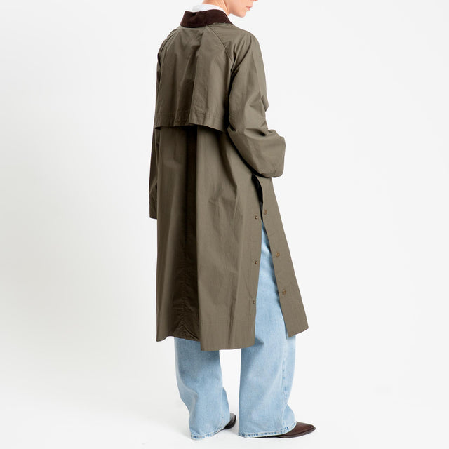 Vicolo-Trench waterproof colletto in velluto - militare