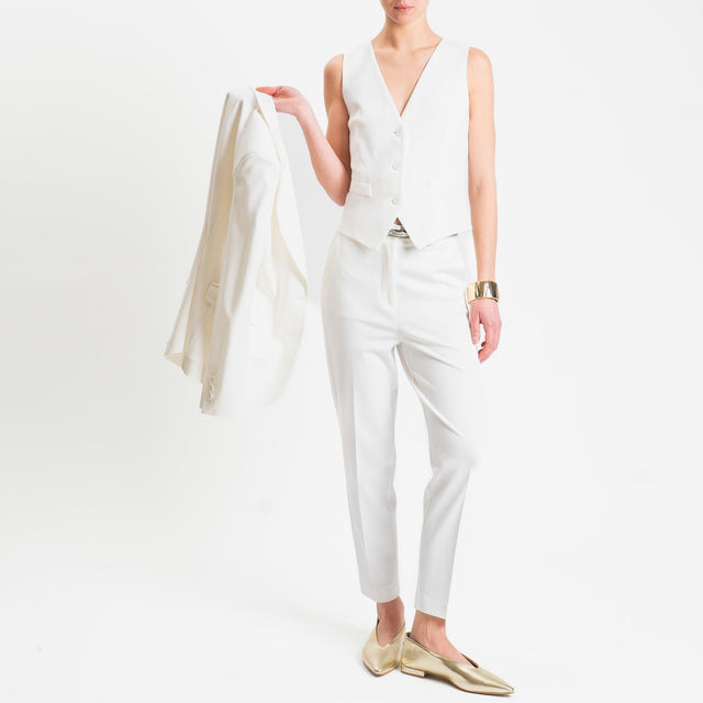 Vicolo-Pantalone punto milano elastico dietro - panna