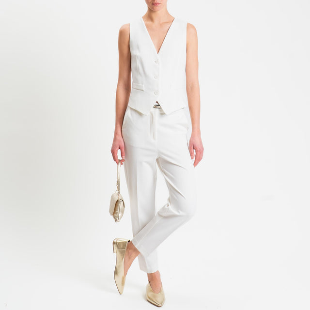 Vicolo-Pantalone punto milano elastico dietro - panna