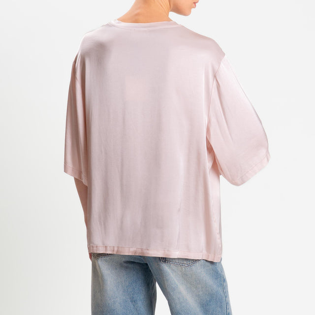 Vicolo-Blusa satin elasticizzata manica 3/4 - rosa