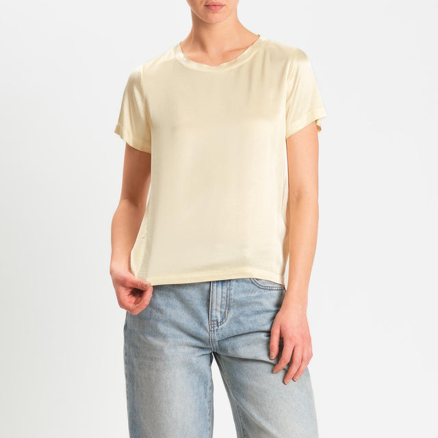 Vicolo-Blusa satin elasticizzata mezza manica - yellow