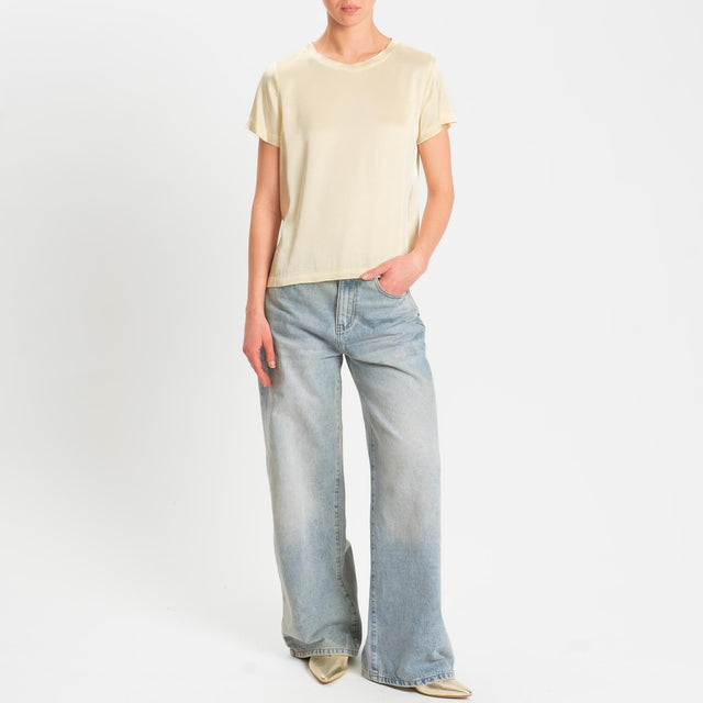 Vicolo-Blusa satin elasticizzata mezza manica - yellow