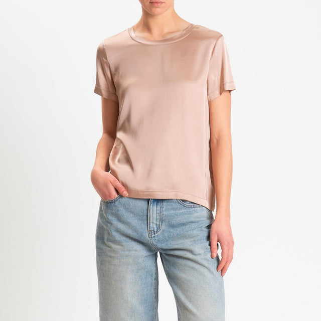 Vicolo-Blusa satin elasticizzata mezza manica - blush