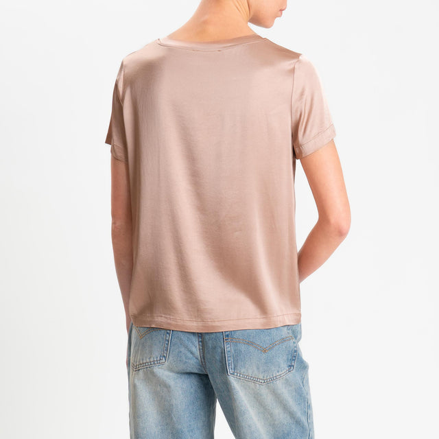 Vicolo-Blusa satin elasticizzata mezza manica - blush