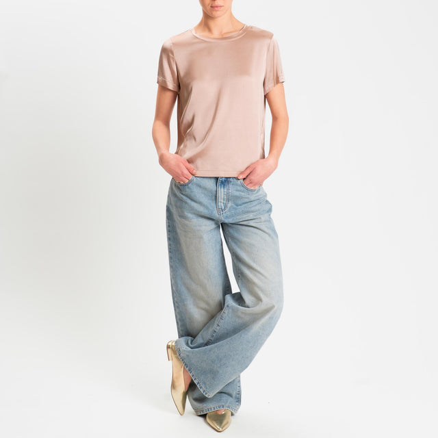 Vicolo-Blusa satin elasticizzata mezza manica - blush