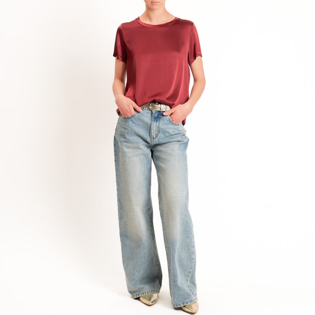 Vicolo-Blusa satin elasticizzata mezza manica - india