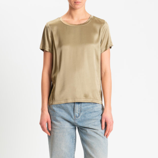 Vicolo-Blusa satin elasticizzata mezza manica - olio