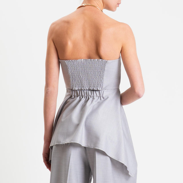 Vicolo-Top a fascia taglio vivo elastico dietro - grigio medio melange