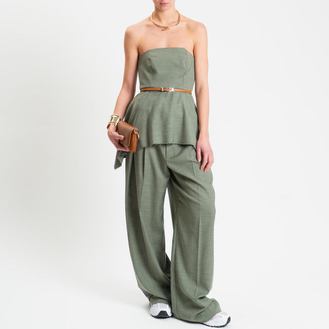 Vicolo-Top a fascia taglio vivo elastico dietro - origano