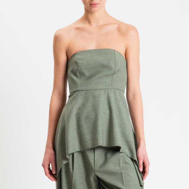 Vicolo-Top a fascia taglio vivo elastico dietro - origano