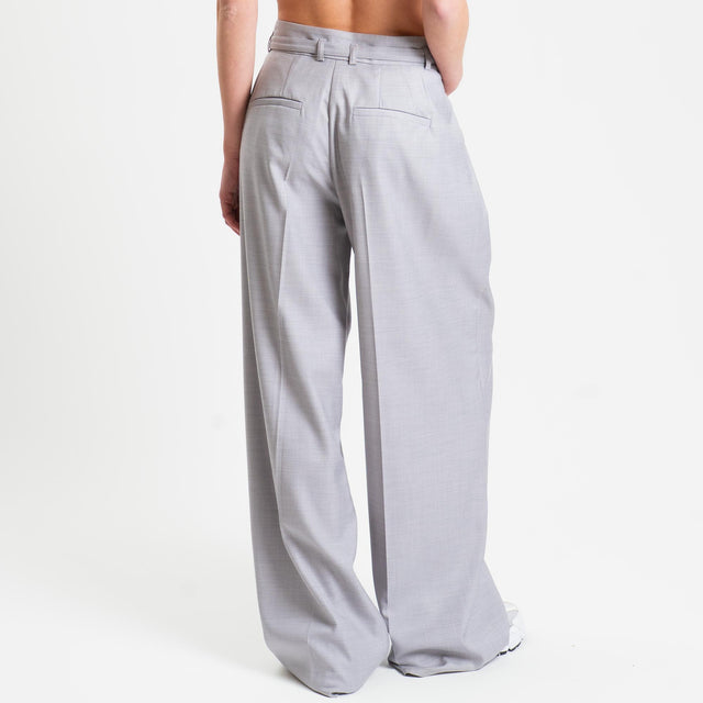 Vicolo-Pantalone pinces con cintura - grigio medio melange