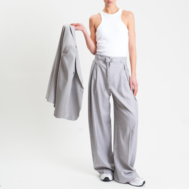 Vicolo-Pantalone pinces con cintura - grigio medio melange