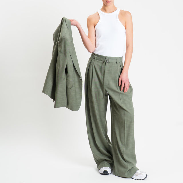 Vicolo-Pantalone pinces con cintura - origano