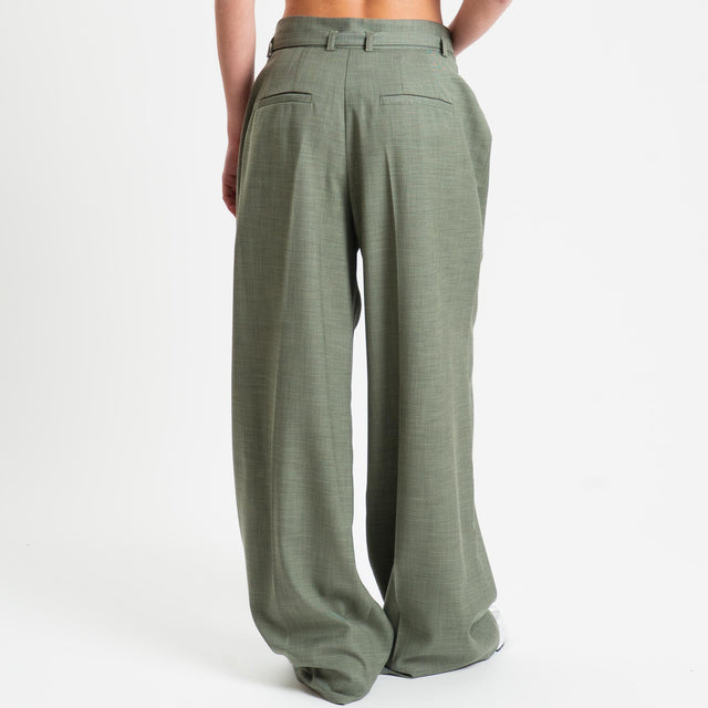 Vicolo-Pantalone pinces con cintura - origano