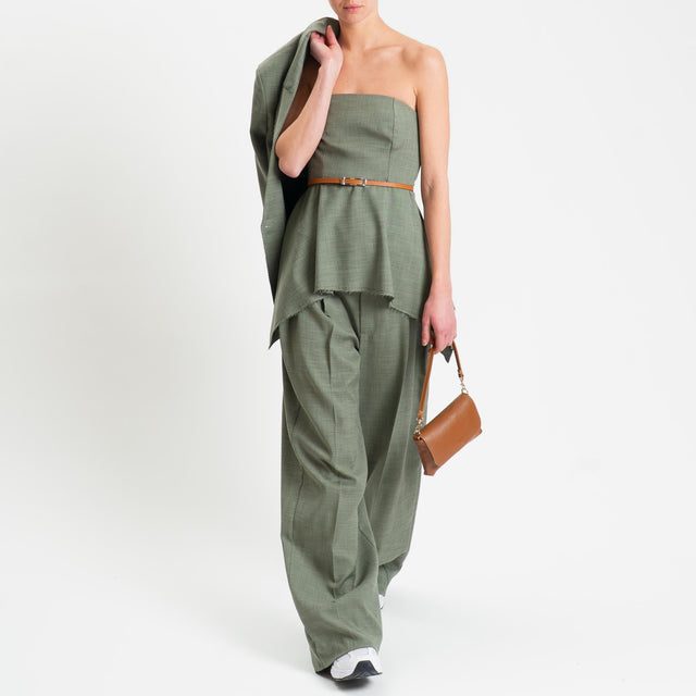 Vicolo-Pantalone pinces con cintura - origano