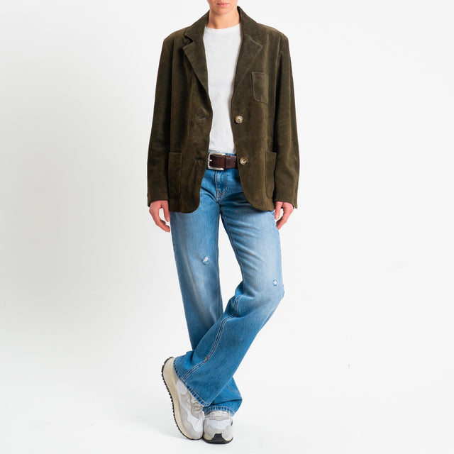 Vicolo-Giacca scamosciata100% genuine leather - militare