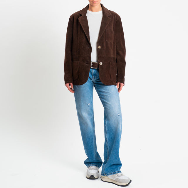 Vicolo-Giacca scamosciata100% genuine leather - moro