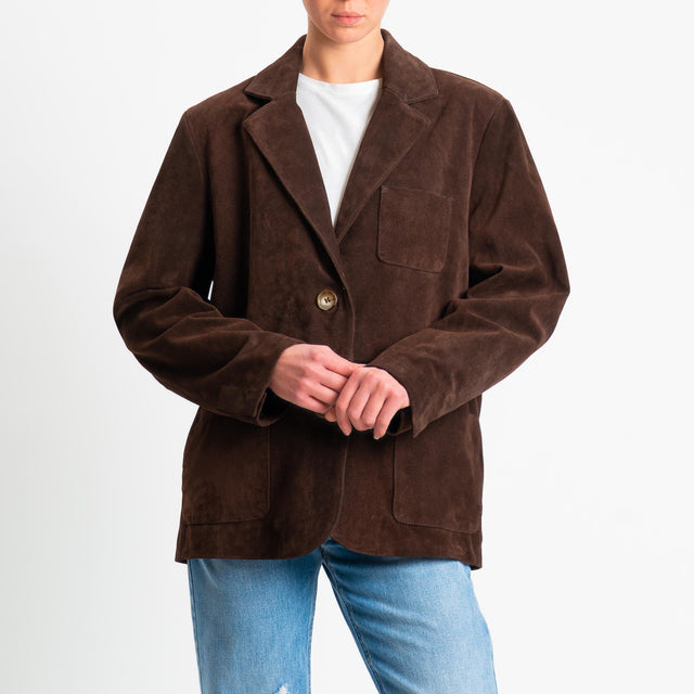 Vicolo-Giacca scamosciata100% genuine leather - moro