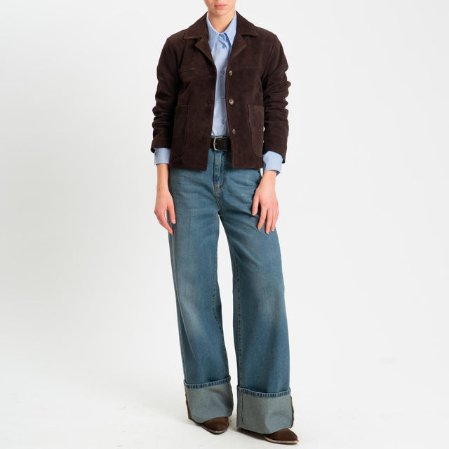 Vicolo-Giacca 100% genuine leather - moro