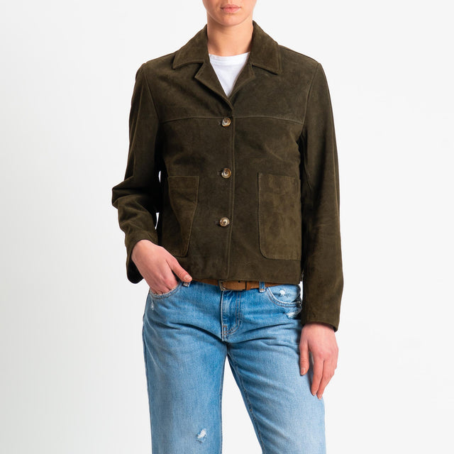 Vicolo-Giacca 100% genuine leather - militare