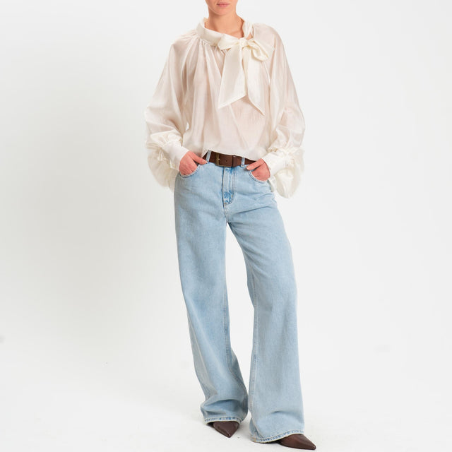 Vicolo-Blusa mussola lyocell manica palloncino - panna