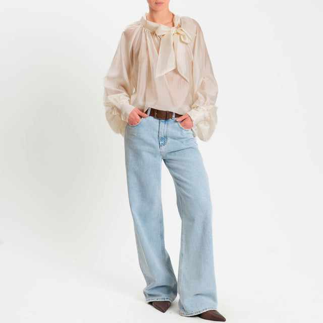 Vicolo-Blusa mussola lyocell manica palloncino - panna