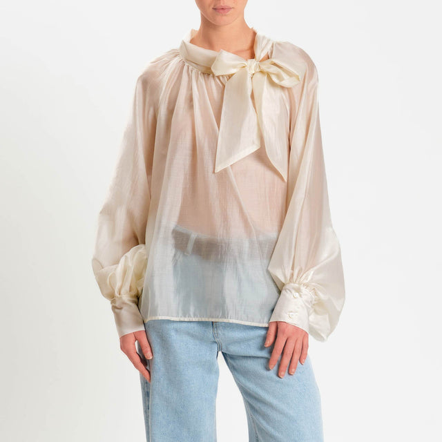 Vicolo-Blusa mussola lyocell manica palloncino - panna