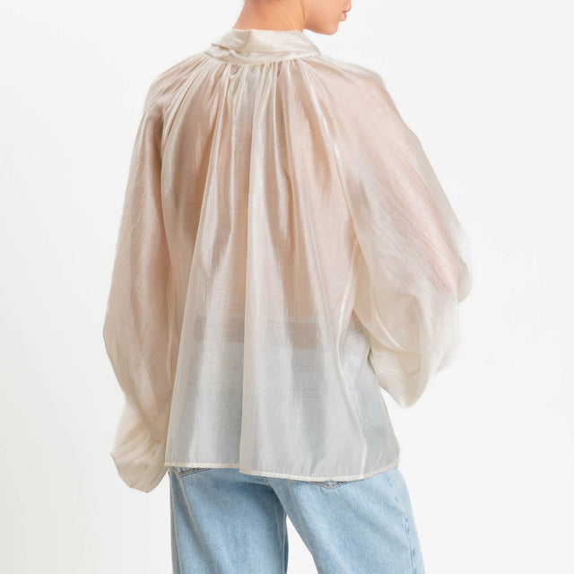 Vicolo-Blusa mussola lyocell manica palloncino - panna