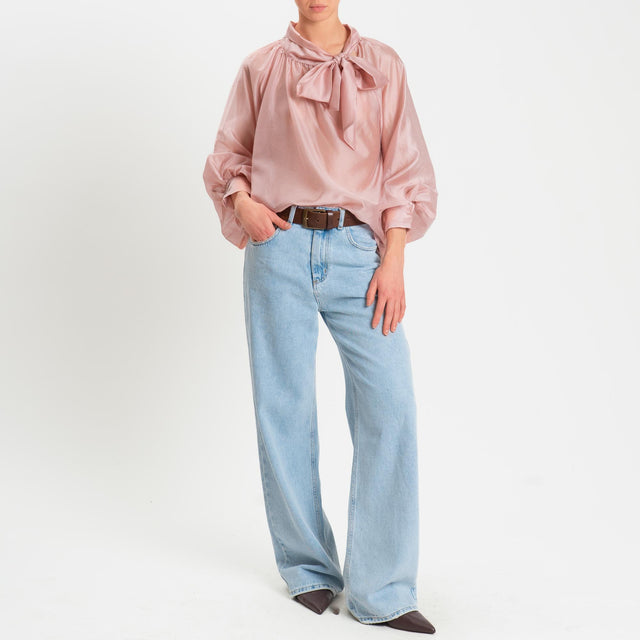 Vicolo-Blusa mussola lyocell manica palloncino - rosa