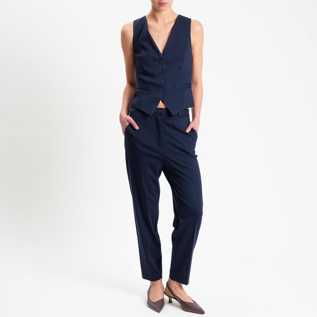 Vicolo-Gilet tre bottoni punto milano - blu