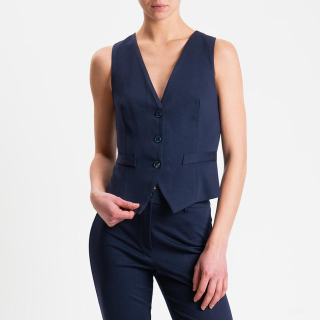 Vicolo-Gilet tre bottoni punto milano - blu