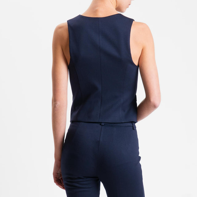 Vicolo-Gilet tre bottoni punto milano - blu