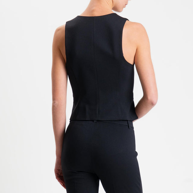 Vicolo-Gilet tre bottoni punto milano - nero