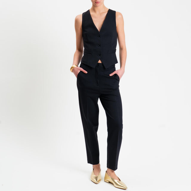 Vicolo-Gilet tre bottoni punto milano - nero