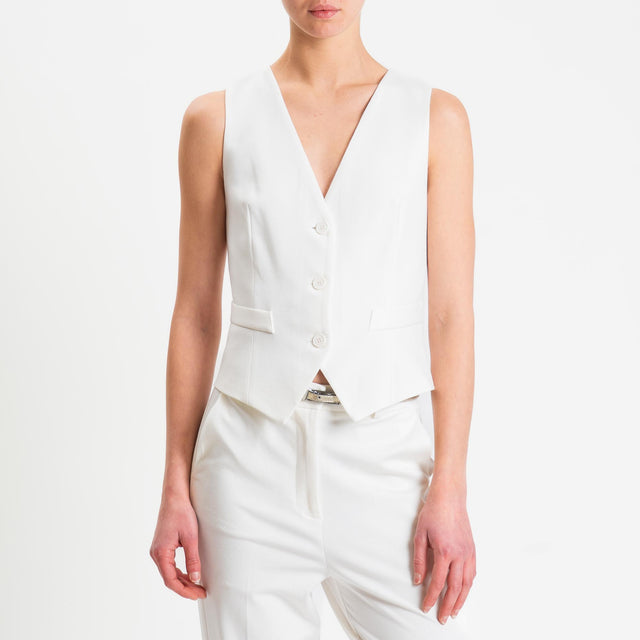 Vicolo-Gilet tre bottoni punto milano - panna