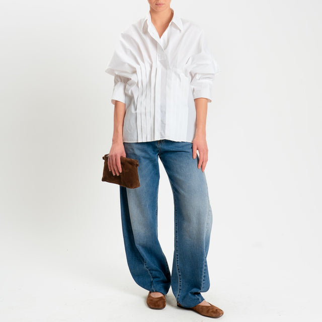 Vicolo-Blusa con pieghe davanti - bianco