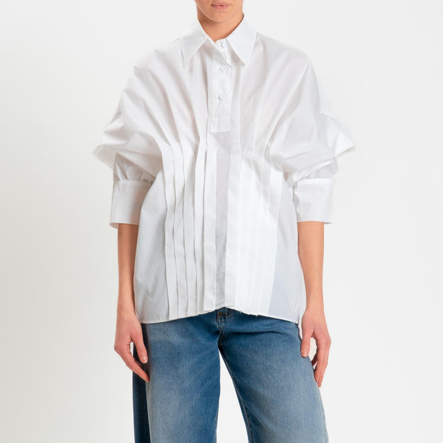 Vicolo-Blusa con pieghe davanti - bianco