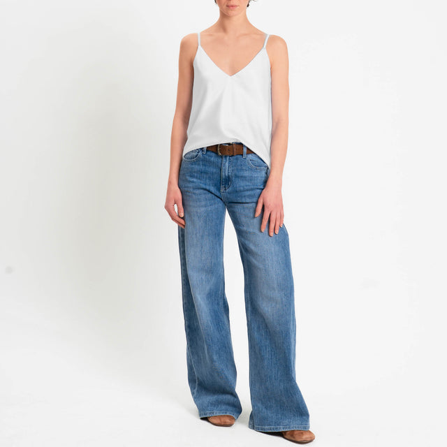 Vicolo-Top satin bretelle regolabili - bianco