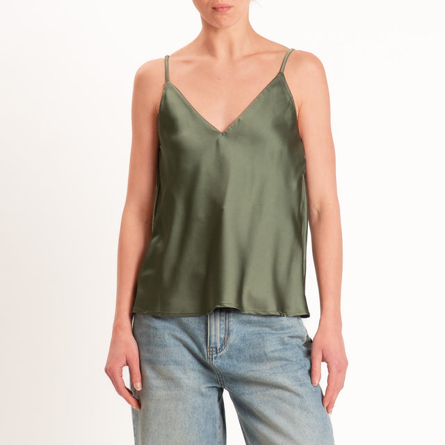 Vicolo-Top satin bretelle regolabili - militare