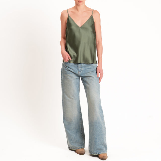 Vicolo-Top satin bretelle regolabili - militare
