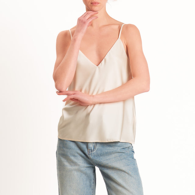 Vicolo-Top satin bretelle regolabili - sand